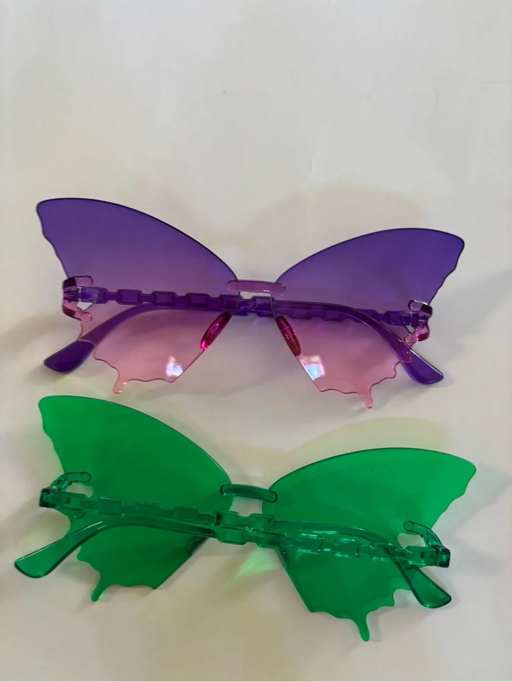 Butterfly Rimless Sunglasses in Green and Purple - Fashion Women's Shades